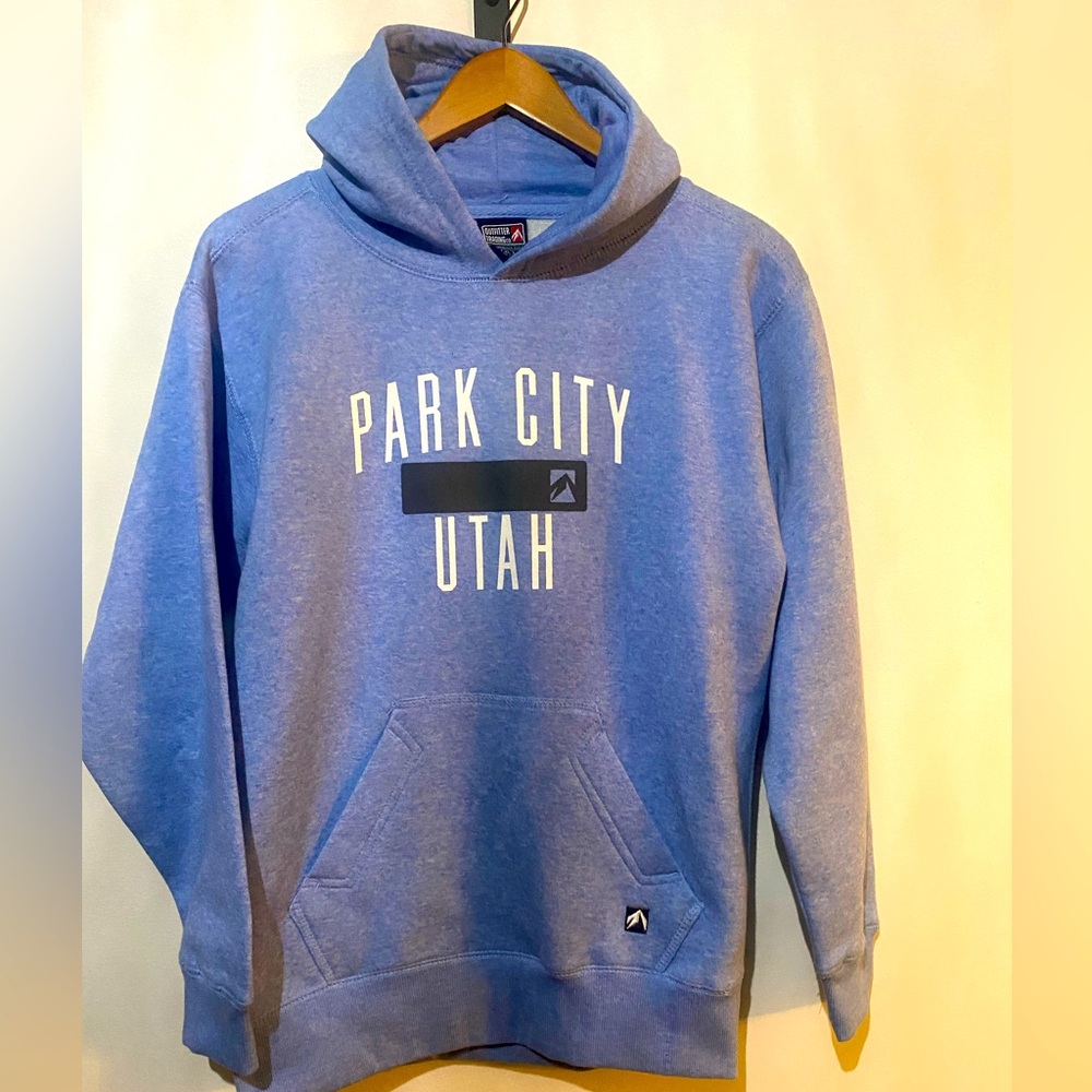 Vintage Park City Utah Sweatshirt XL light Blue Hoodie Resort Logo Sweatshirt
